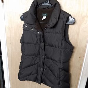 J Crew brown down puffer vest women's small